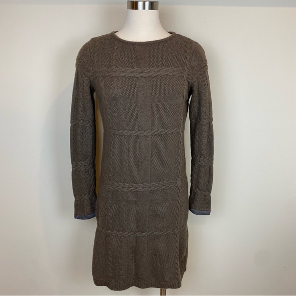 Barbour Etal Sweater Dress Winter Tartan Merino Wool/Cashmere Blend Size 6 Brown - Picture 1 of 14